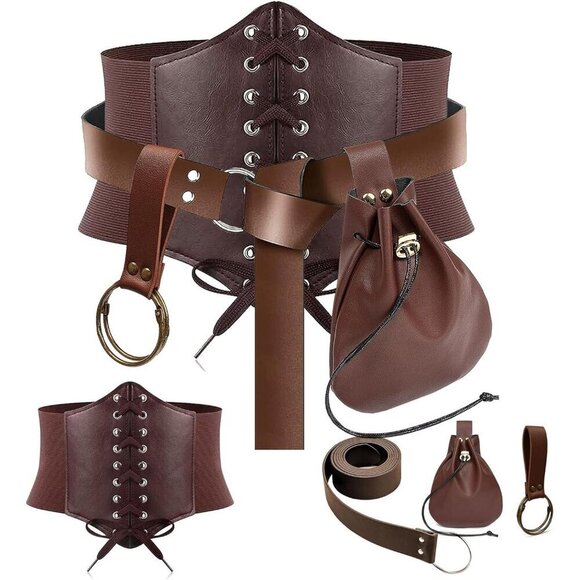 Women\'s Corset Belt Brown Waist Bag Fanny Pack Coin Purse Costume Accessory main image 7